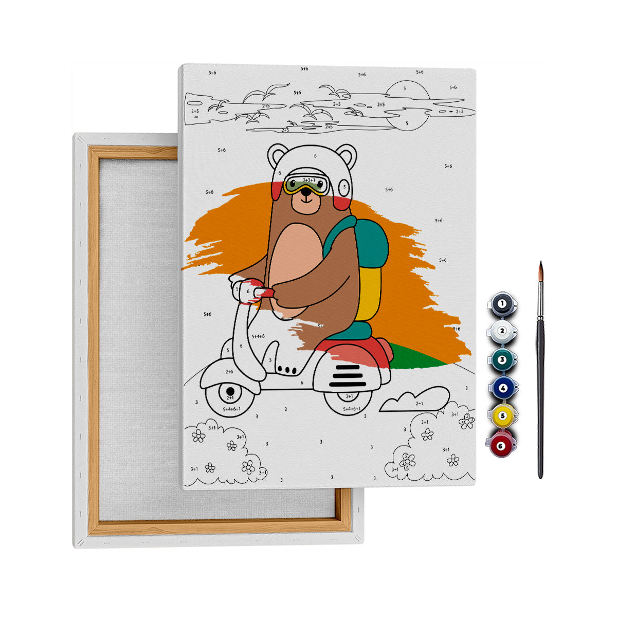 Motorcu Ayı - 25x35cm - Boyama Tablo