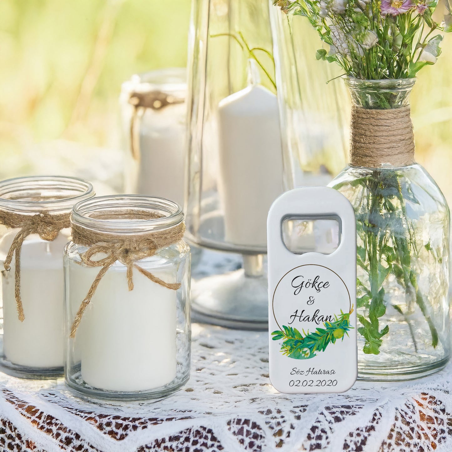 Zeytin Dalı Çelenk Tasarımlı – Kişiye Özel Plastik Açacak Magnet