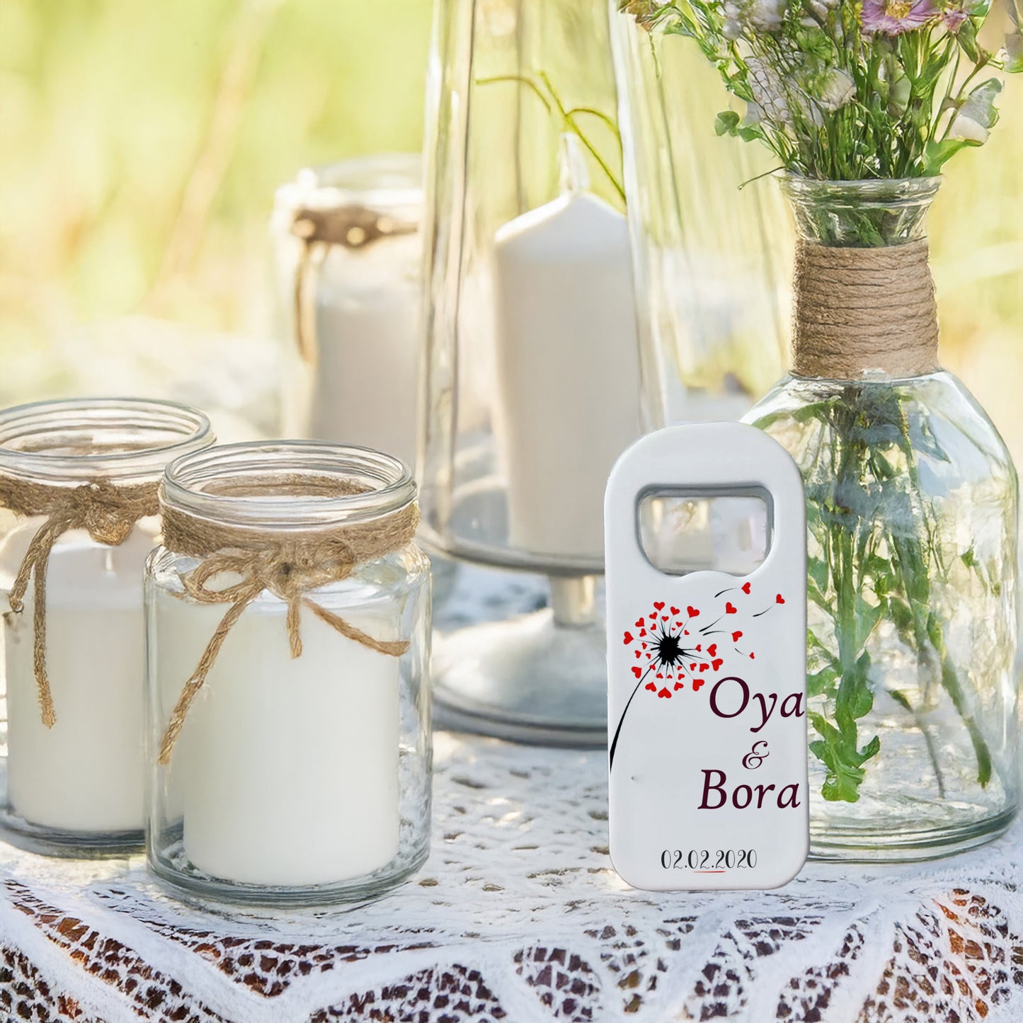 Kalp Çiçek Tasarımlı – Kişiye Özel Plastik Açacak Magnet