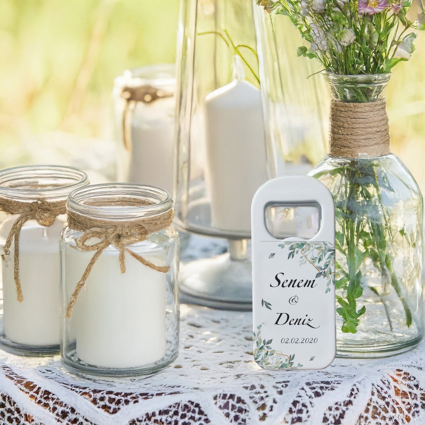 Yeşil Dallı Minimal Tasarımlı – Kişiye Özel Plastik Açacak Magnet