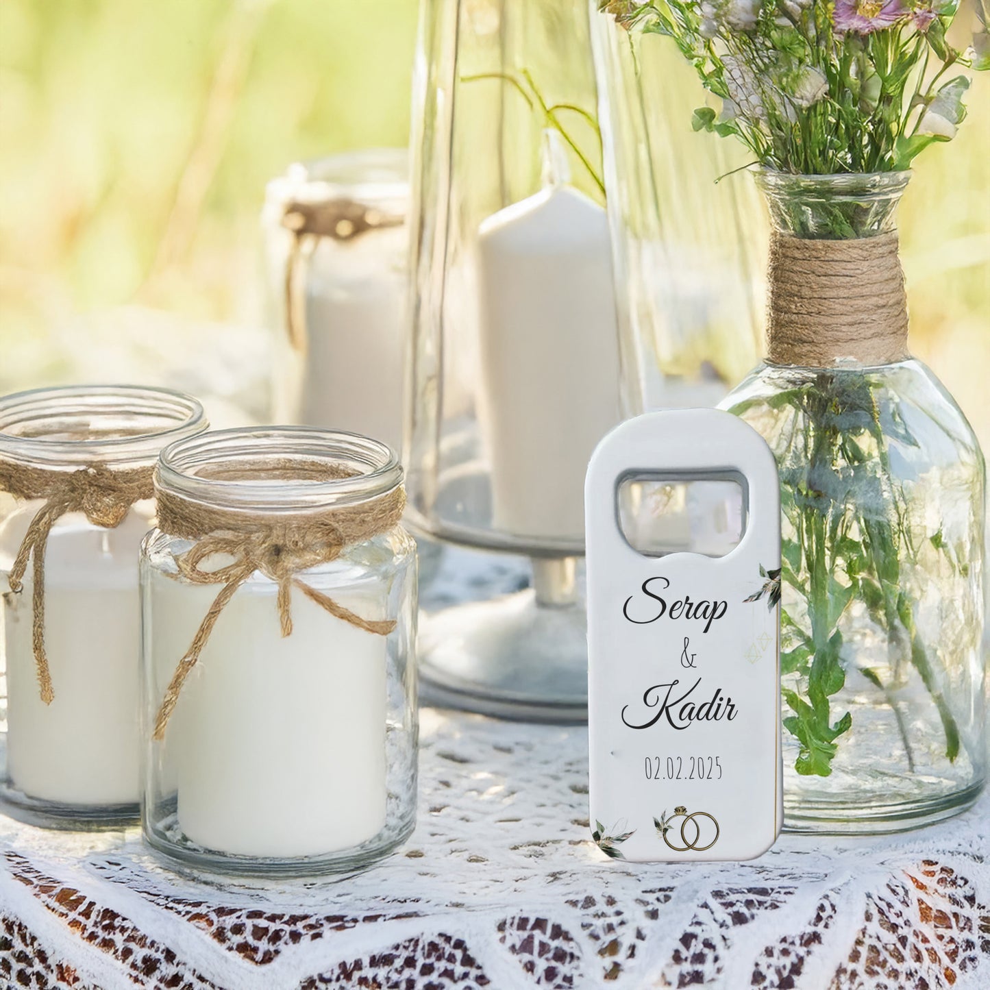 Alyans Detaylı Minimal Tasarımlı – Kişiye Özel Plastik Açacak Magnet