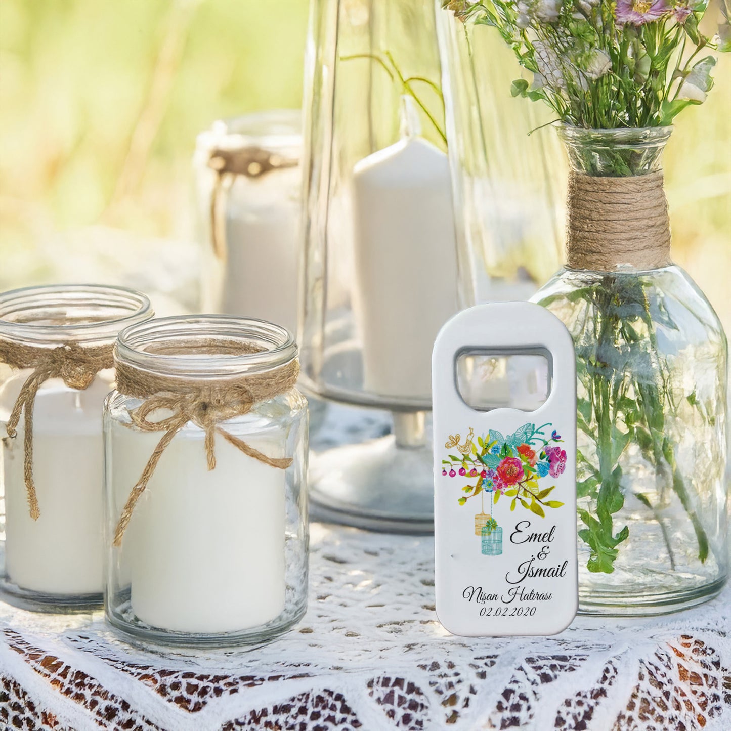 Renkli Çiçek Tasarımlı – Kişiye Özel Plastik Açacak Magnet