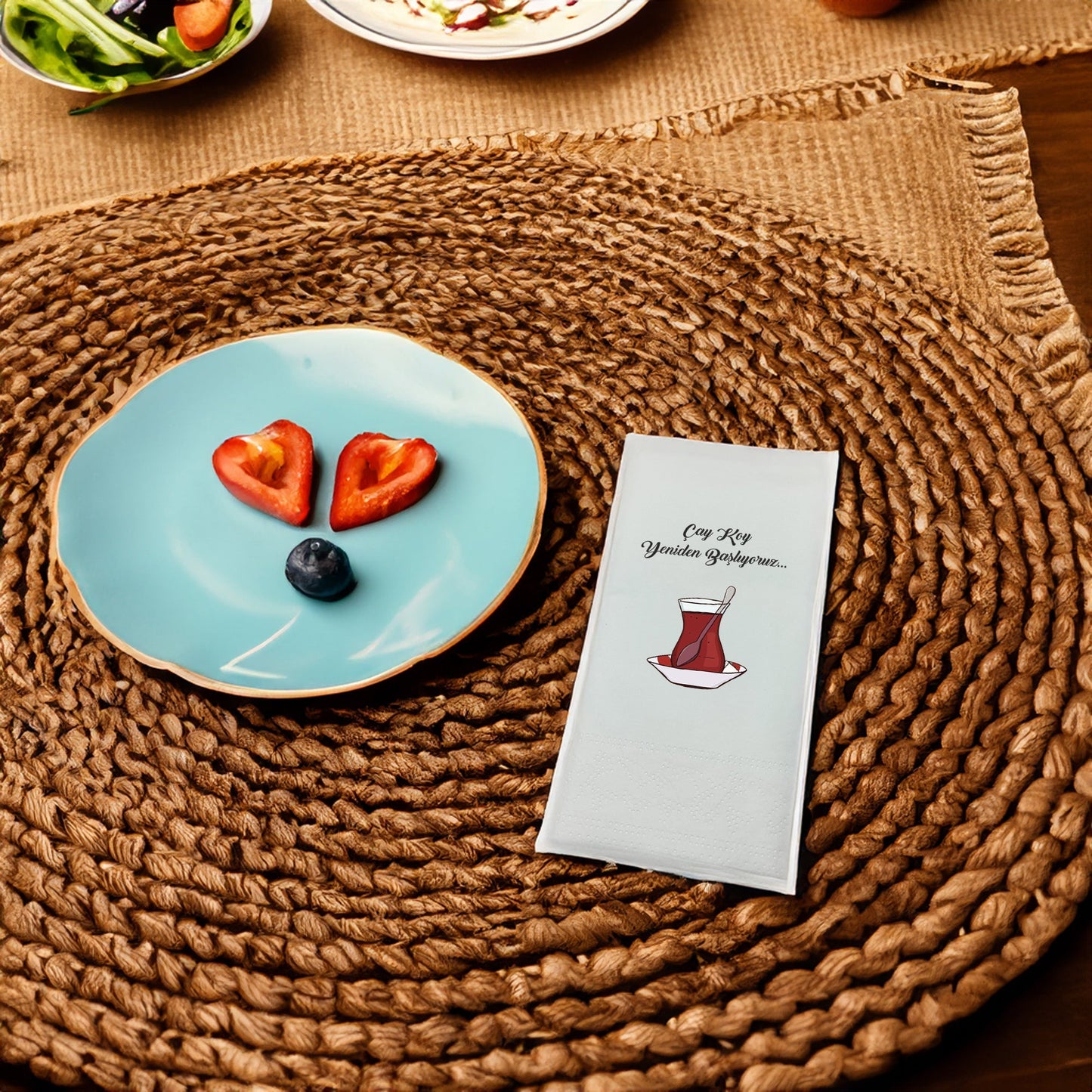 "Çay koy yeniden başlıyoruz" Baskılı Peçeteler - AyDesign.com.tr