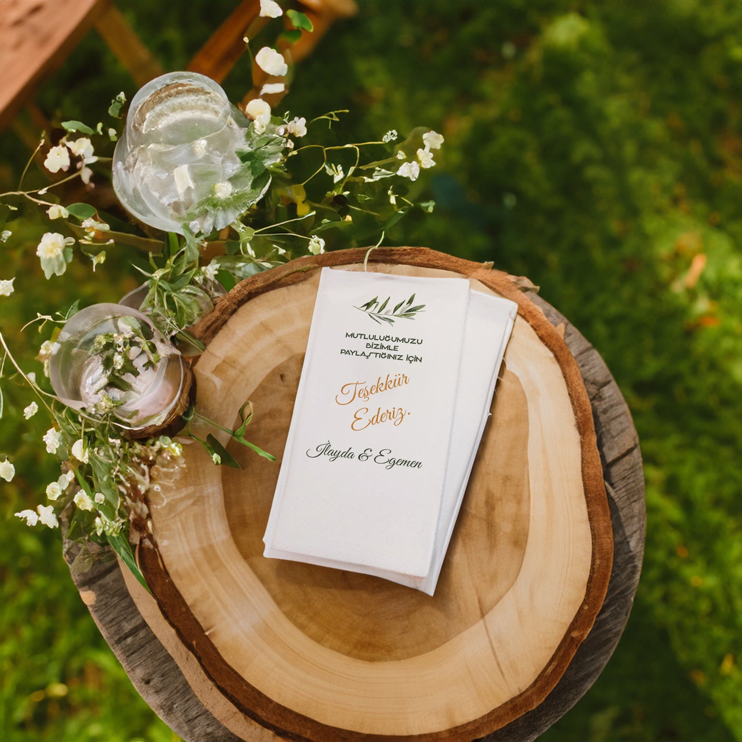 Zeytin Dalı Detaylı Özel Gün Peçetesi