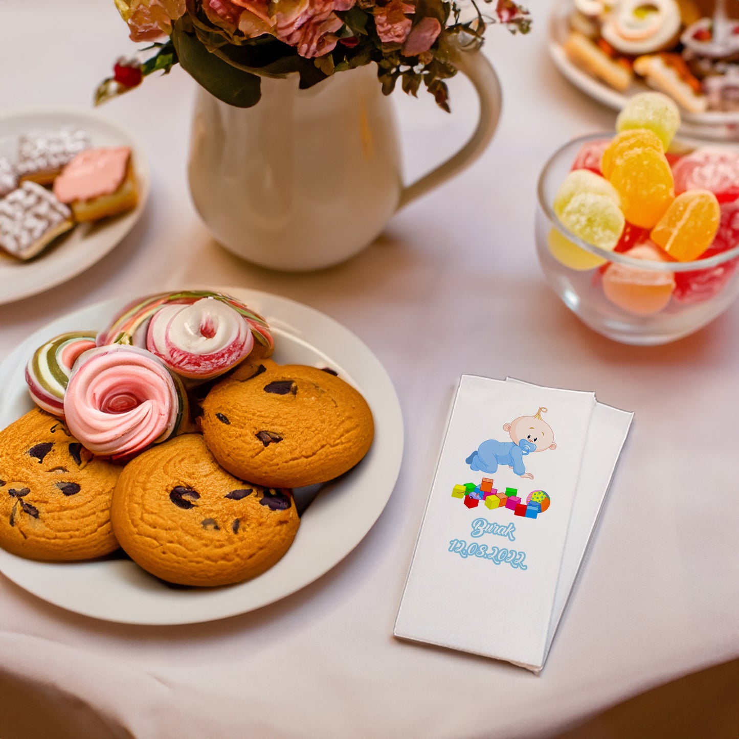 Erkek Bebek Temalı Baskılı Peçeteler - AyDesign.com.tr