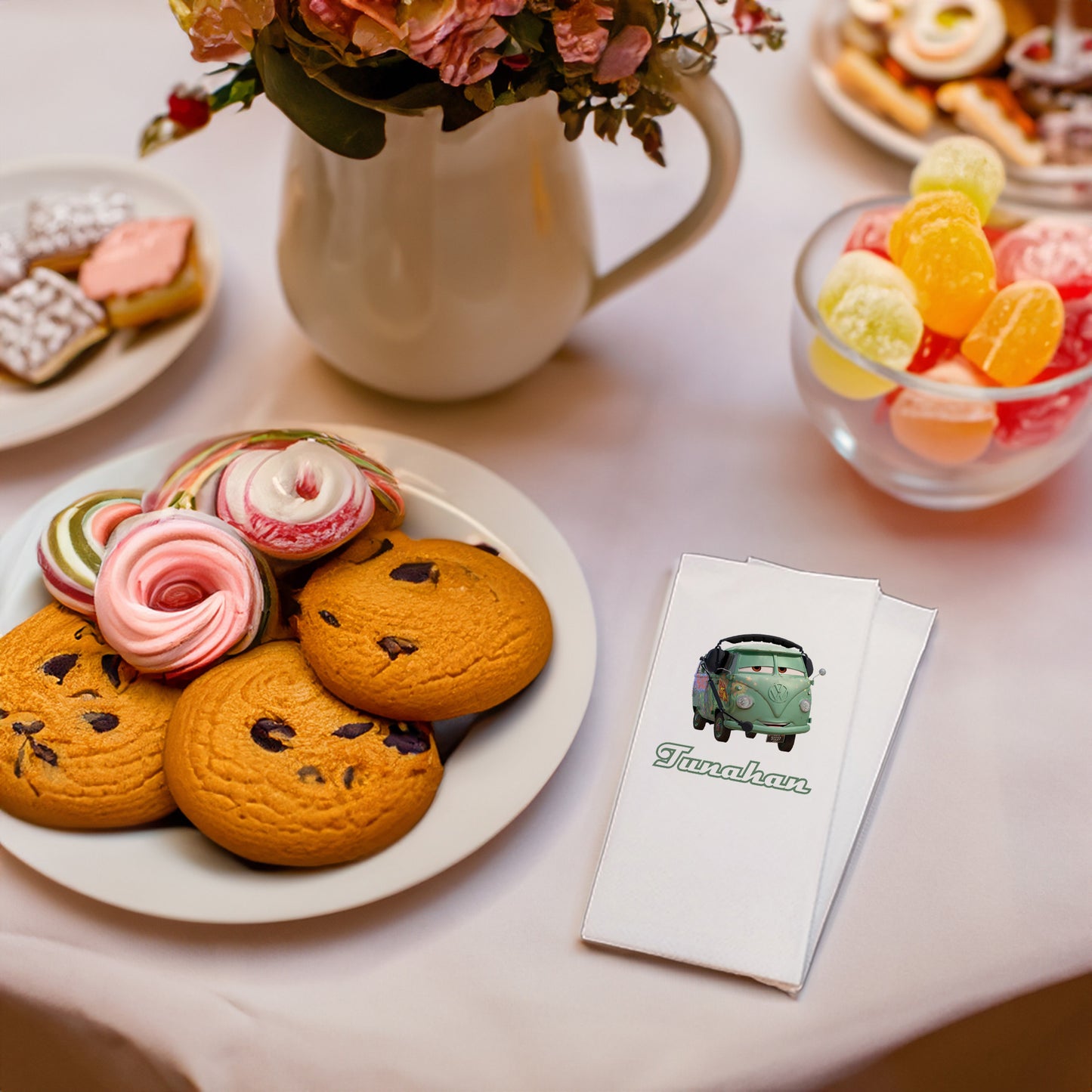 Arabalar Yeşil Araba Temalı Baskılı Peçeteler - AyDesign.com.tr