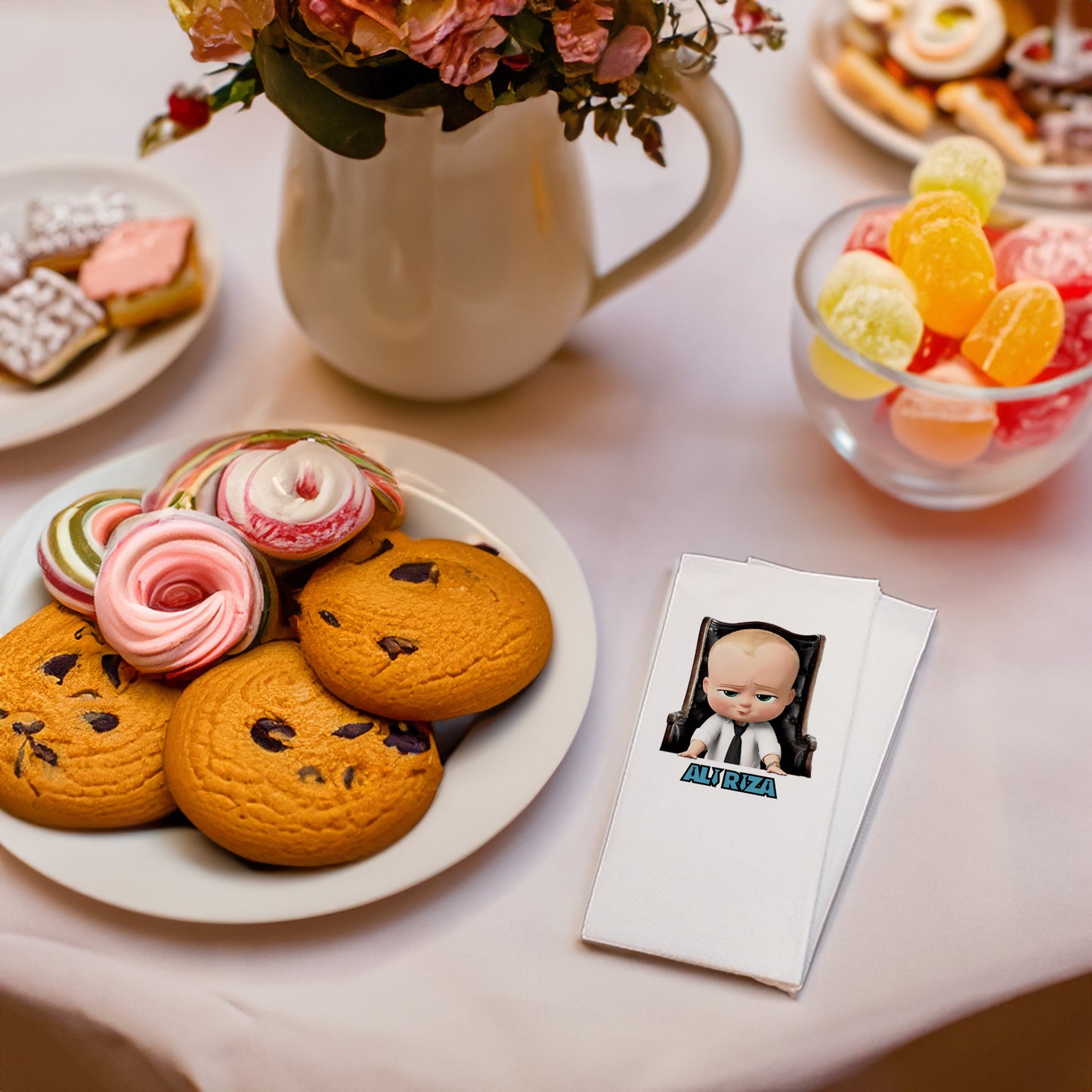 Koltukta Patron Bebek Baskılı Peçeteler - AyDesign.com