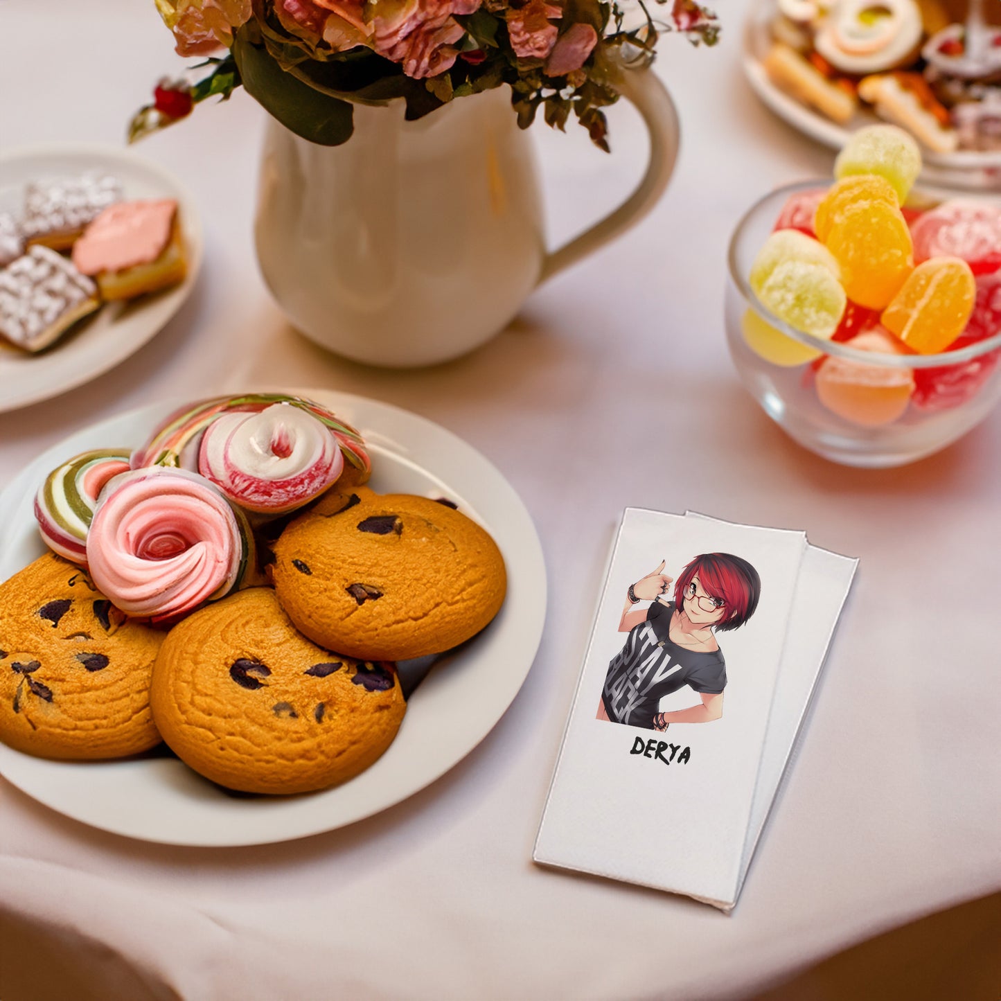 Anime Kız Temalı Baskılı Peçeteler - AyDesign.com