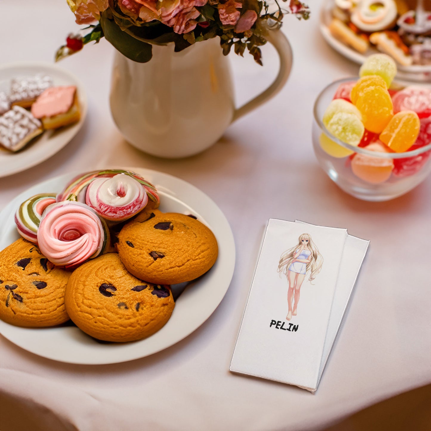 Sarışın Anime Kız Temalı Baskılı Peçeteler - AyDesign.com