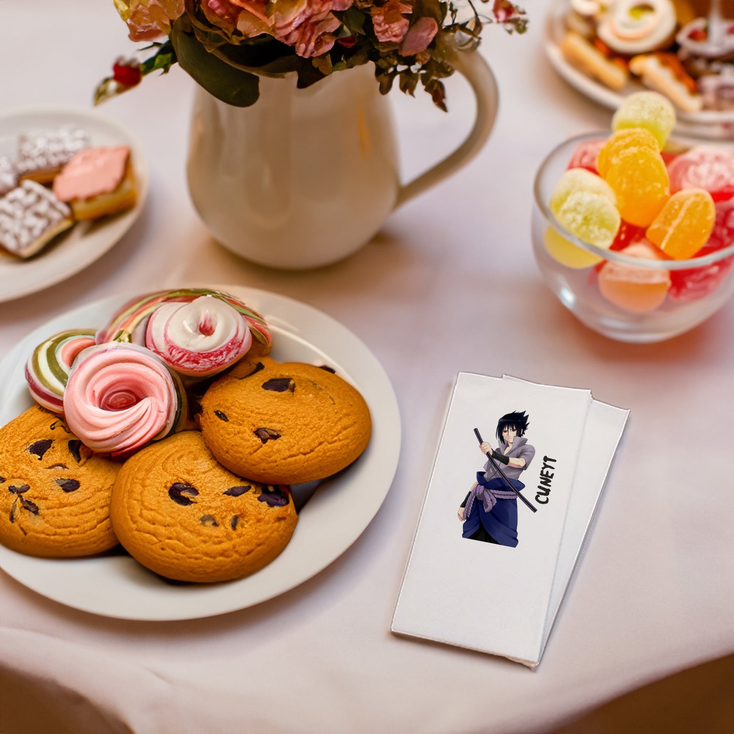 Kılıçlı Erkek Anime Temalı Baskılı Peçeteler - AyDesign.com