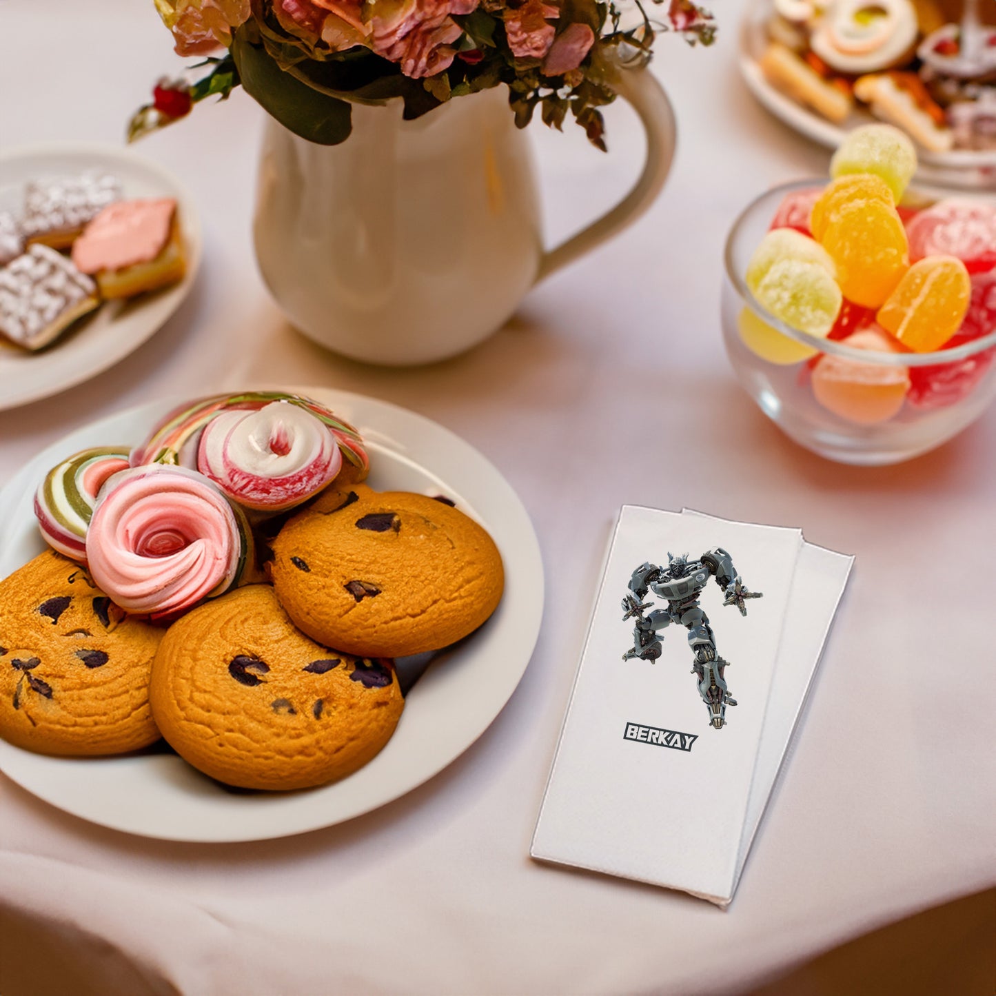 Gri Robot Temalı Baskılı Peçeteler - AyDesign.com