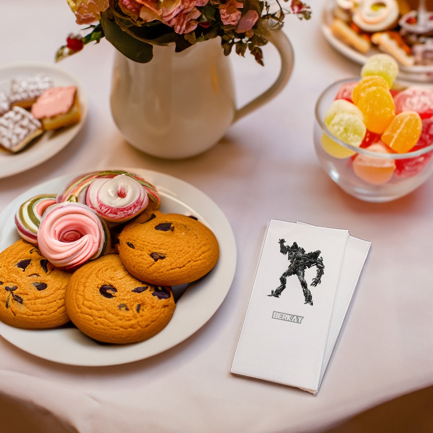 Siyah Robot Temalı Baskılı Peçeteler - AyDesign.com