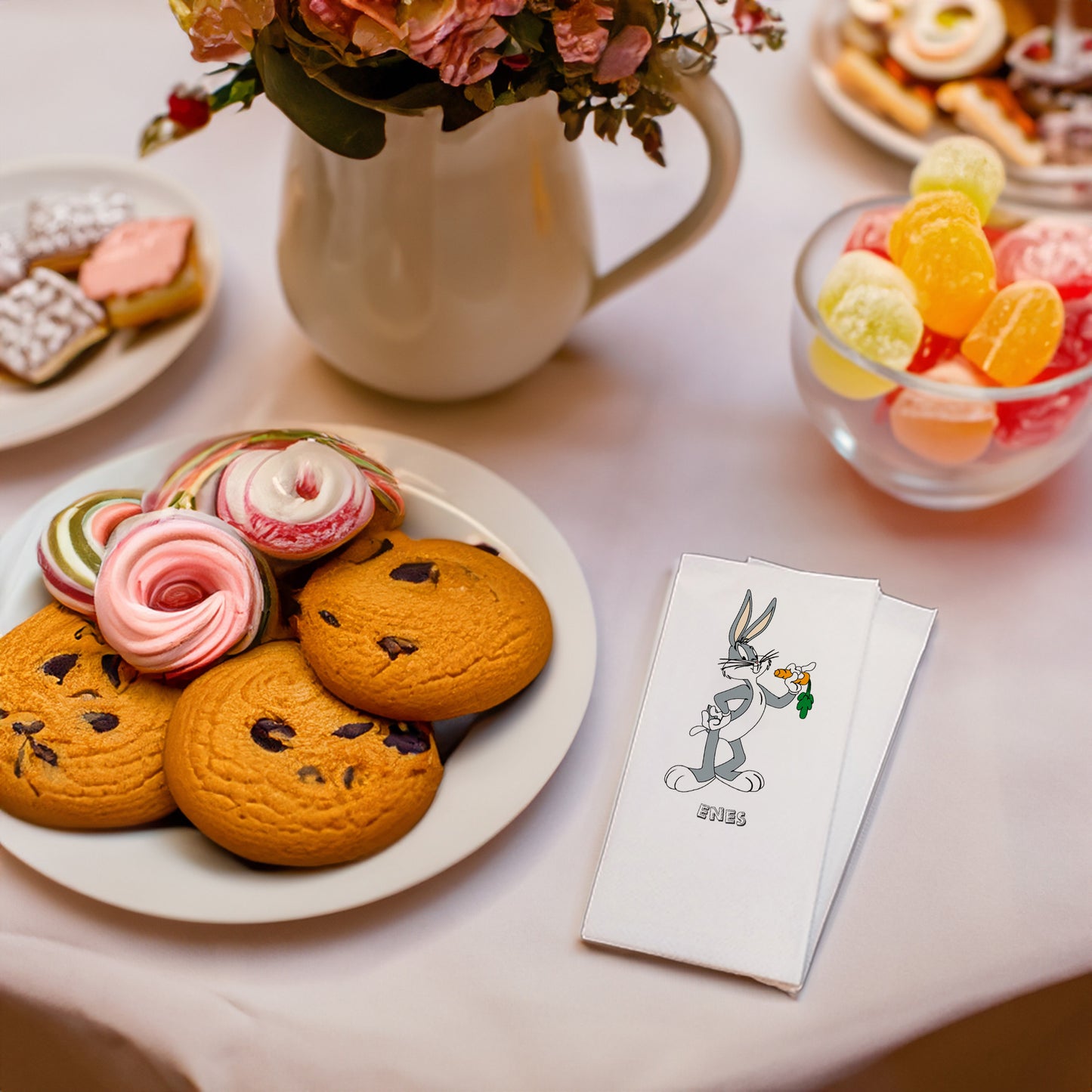 Havuçlu Bugs Bunny Temalı Baskılı Peçeteler - AyDesign.com