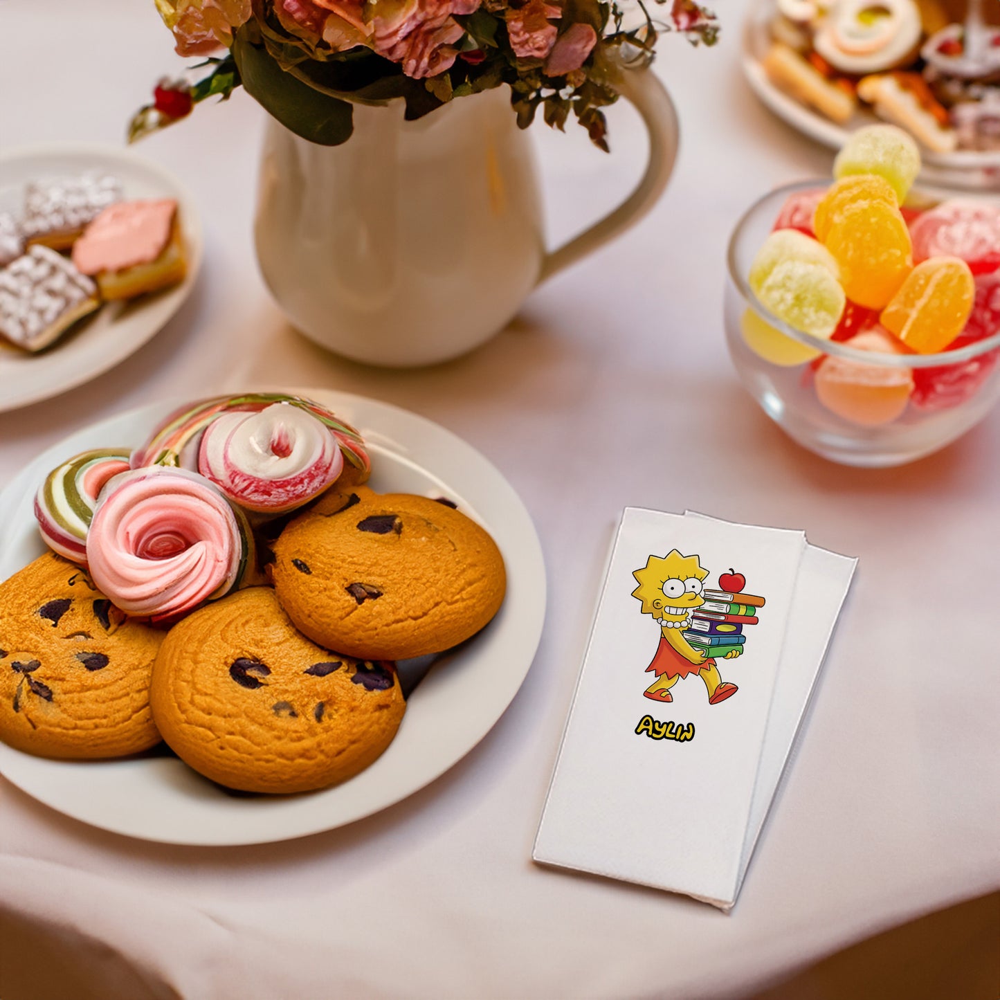 Lisa Simpson Temalı Baskılı Peçeteler - AyDesign.com