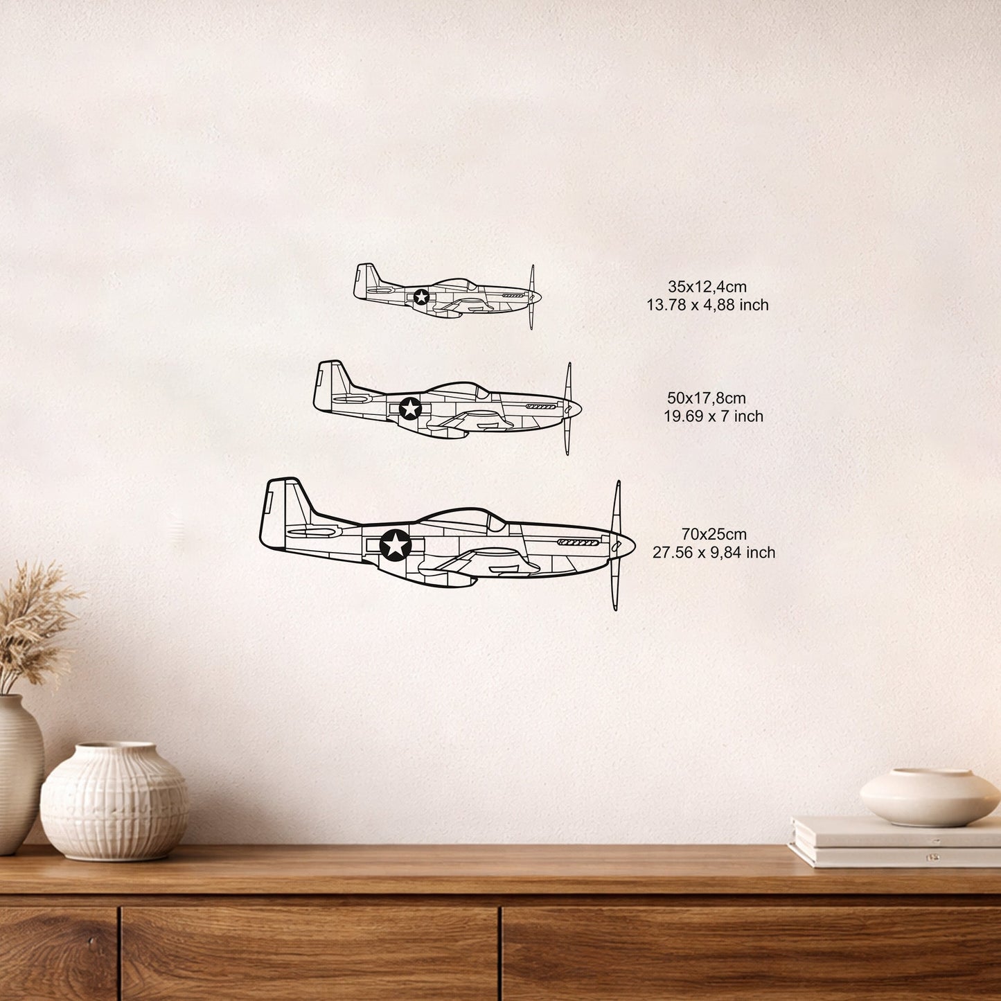 P51-D Mustang Uçak Metal Duvar Tablosu Havacılık Dekoru
