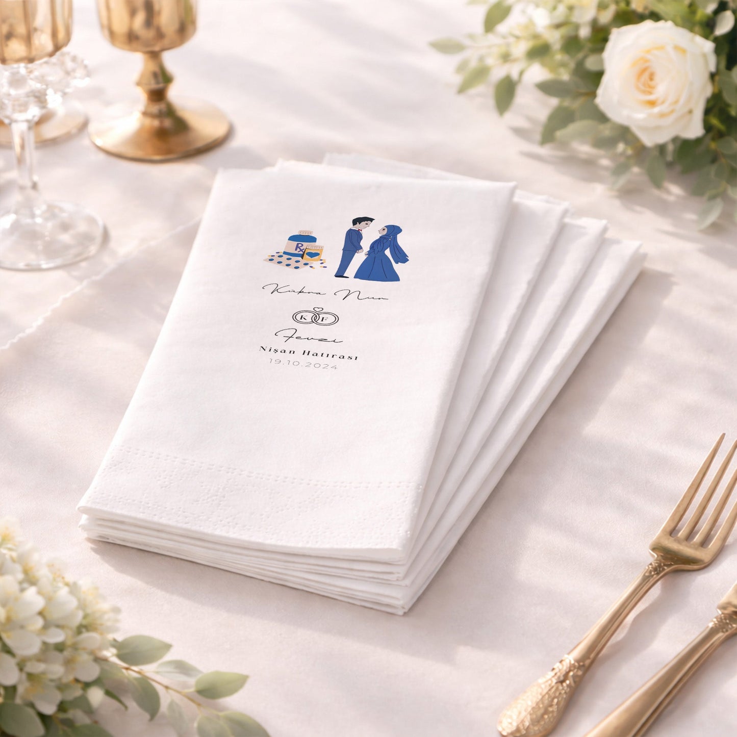 Kübra Nur Nişan Hatırası Tasarımlı Baskılı Peçete