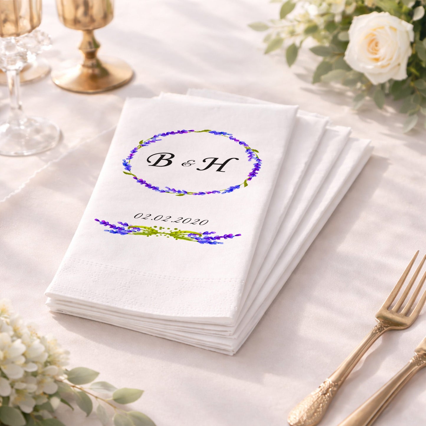 Hat Yazılı Dini Temalı İsimli Nikah ve Düğün Peçetesi