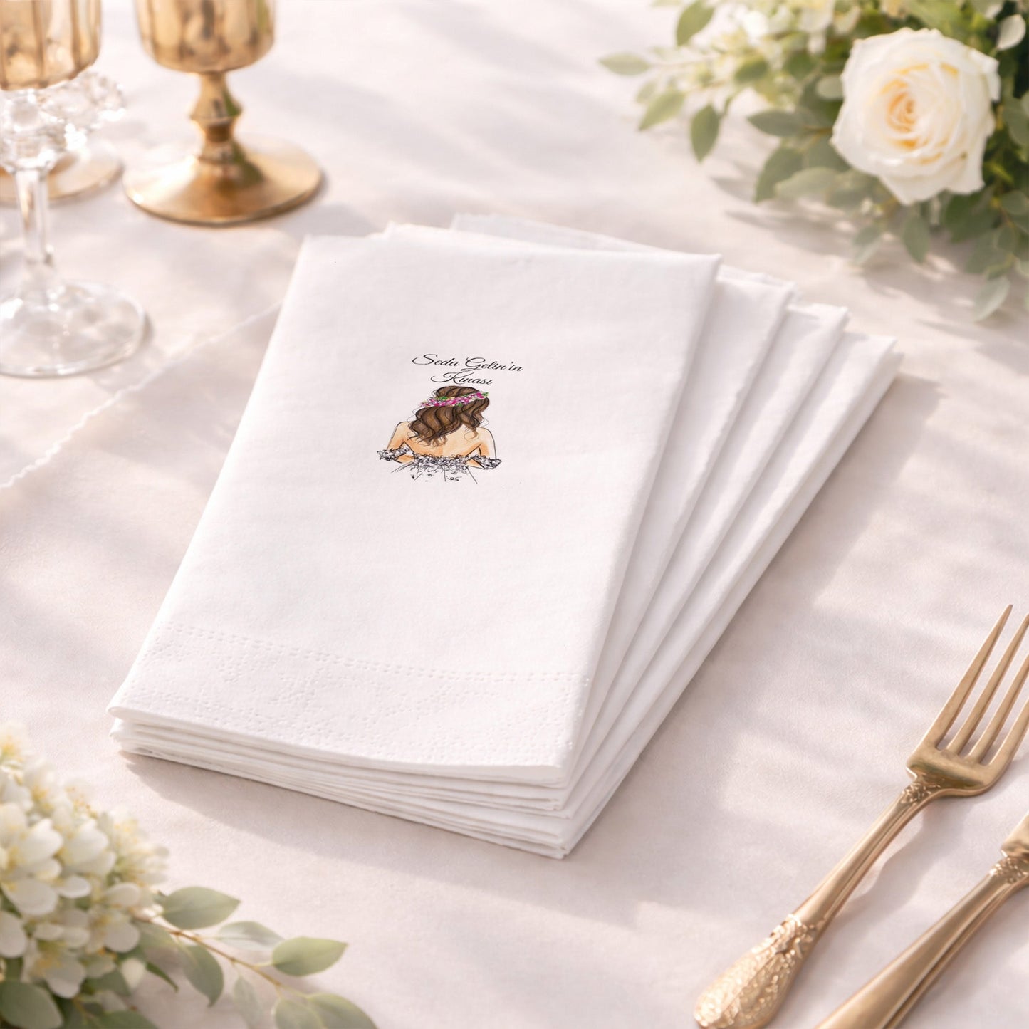 Seda Gelin’in Kınası Temalı Figürlü Kına Peçetesi