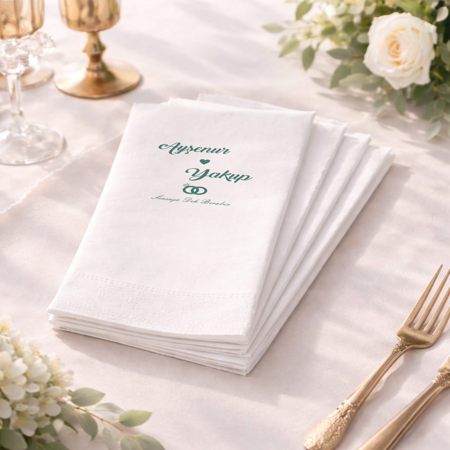 Ayşenur & Yakup Sonsuza Dek Beraber Yazılı Baskılı Peçete