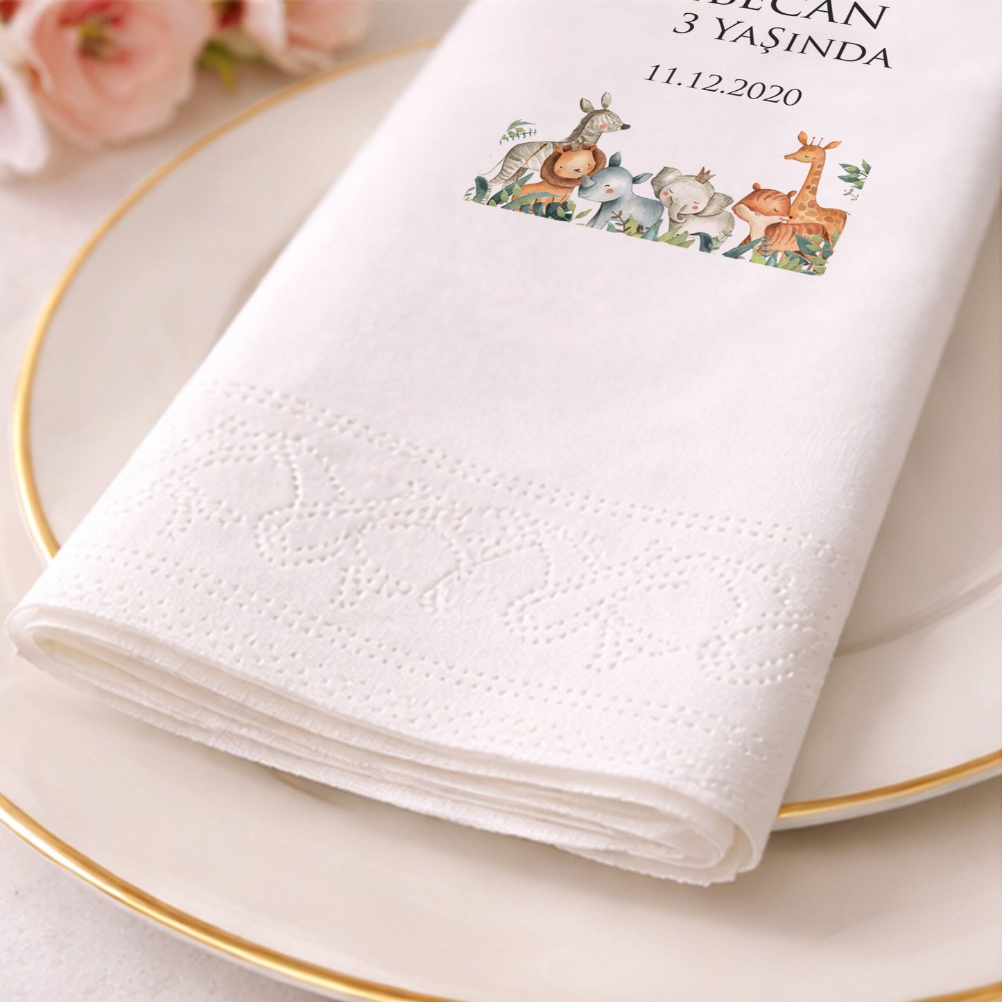 Safari Hayvanları Temalı Bebecan 3 Yaş Peçetesi