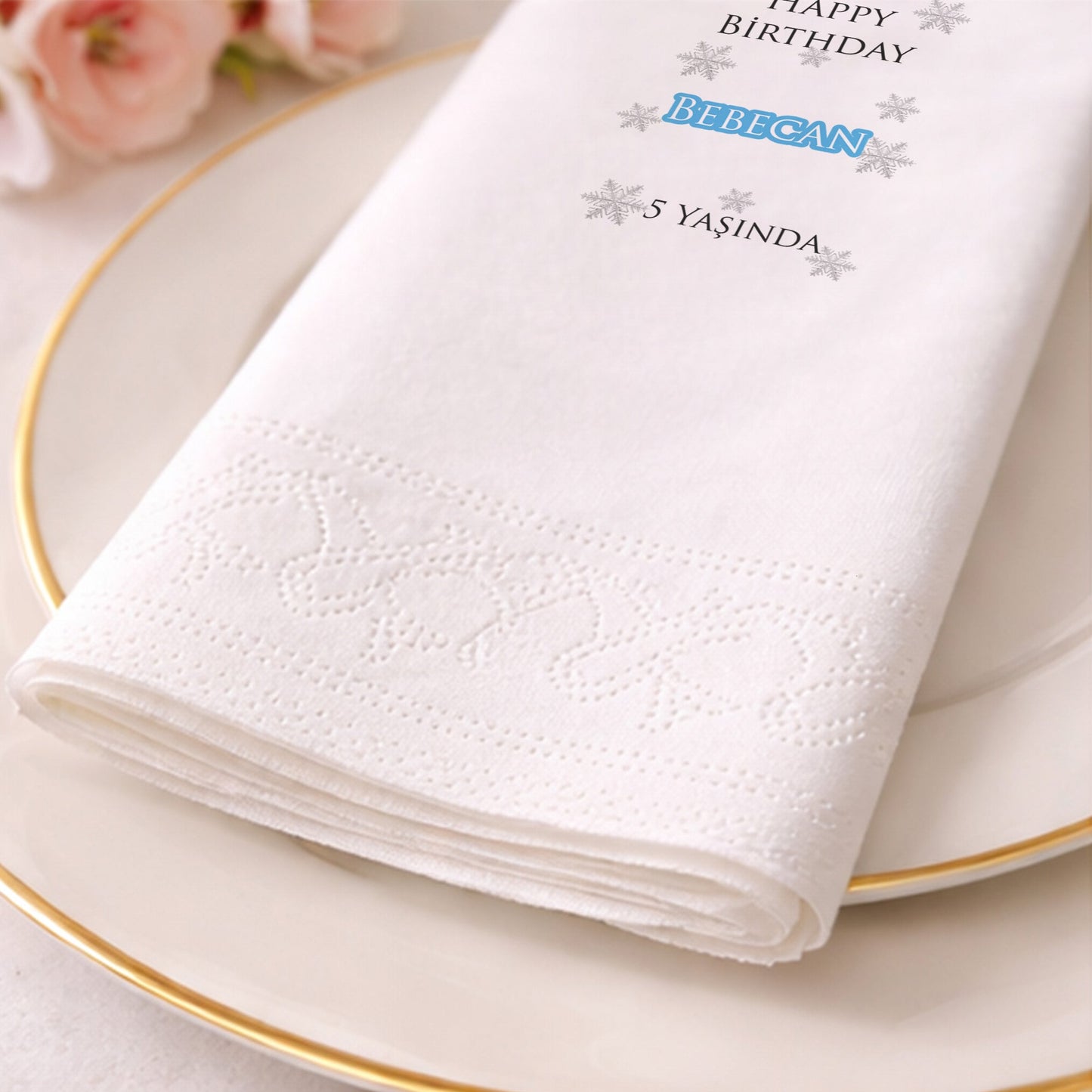 Bebecan 5 Yaş Mavi Kar Tanesi Temalı Kış Konseptli Peçete