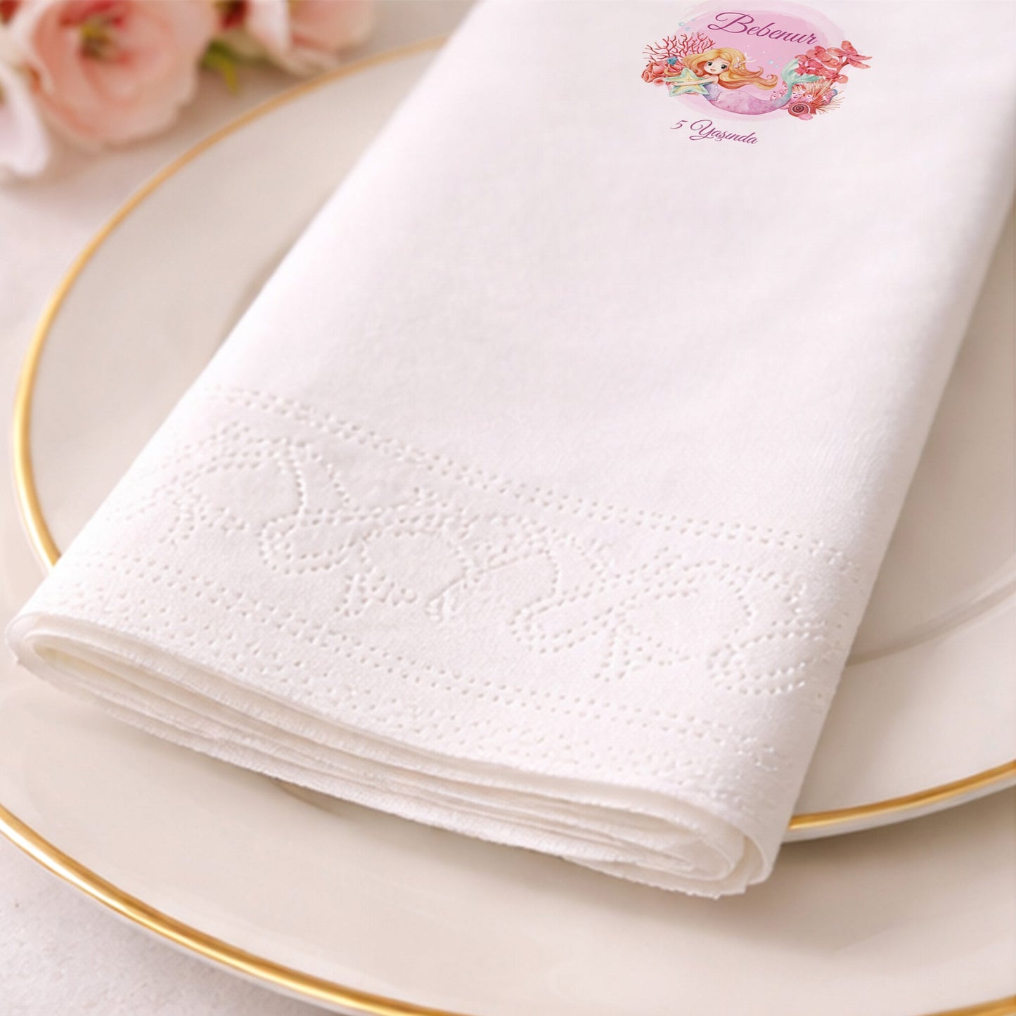 Deniz Kızı Temalı Bebenur 5 Yaş Doğum Günü Peçetesi