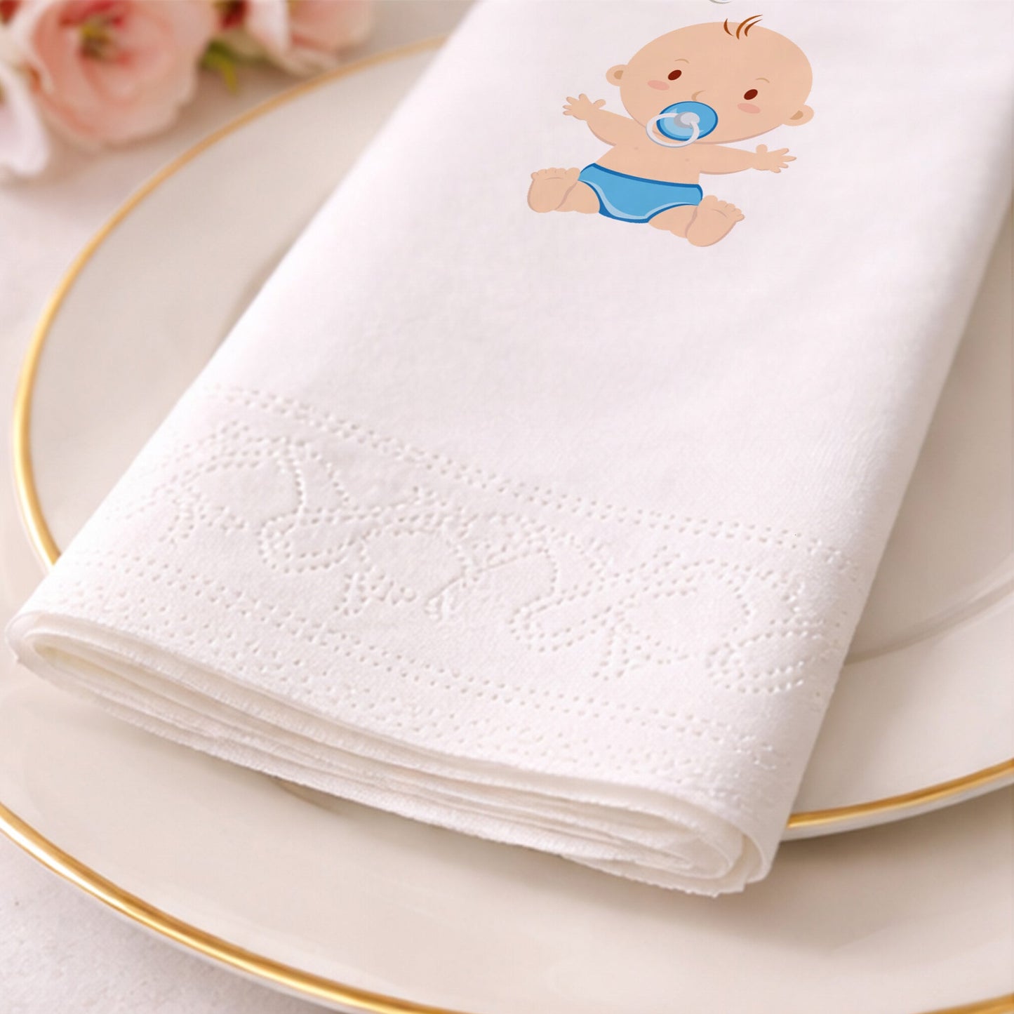 Cenk İsme Özel Mavi Bulut Temalı 1 Yaş Doğum Günü Peçetesi