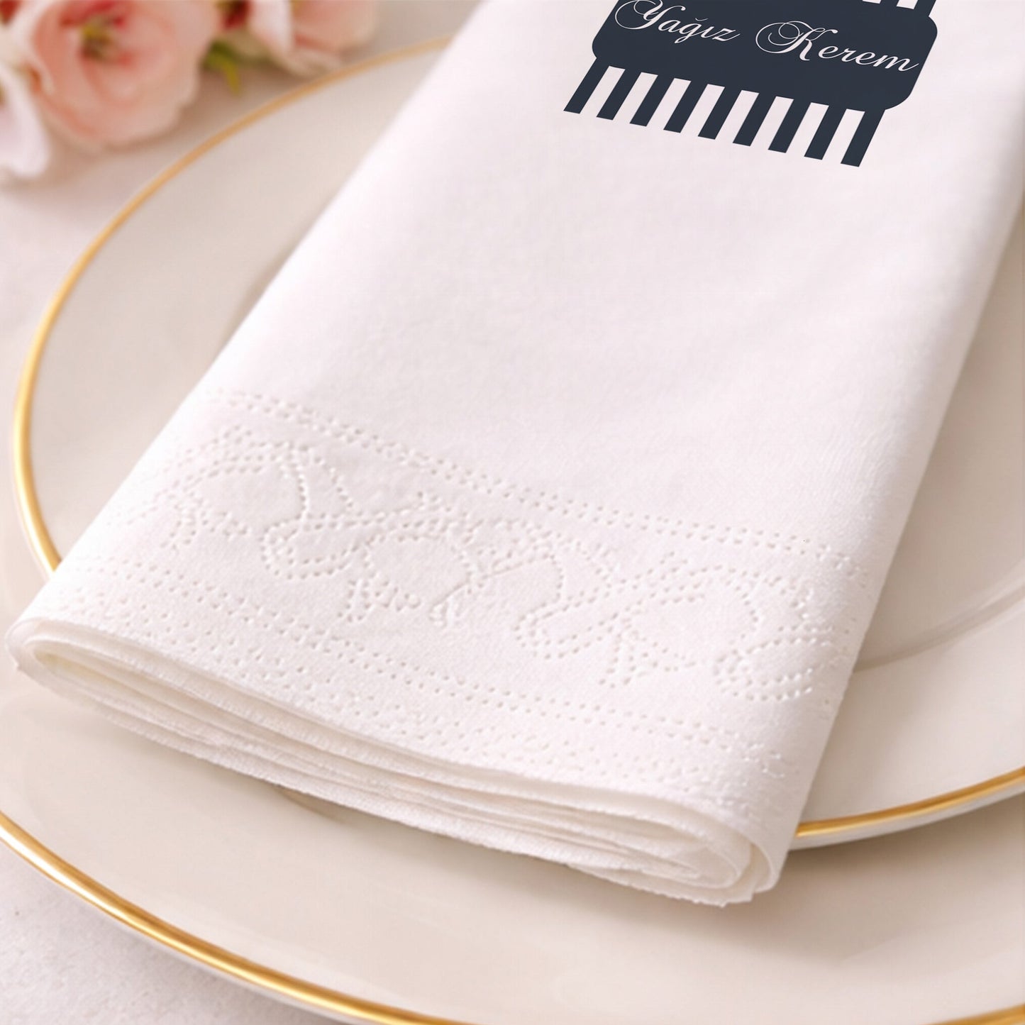 Çizgili Modern Tasarım Yağız Kerem İsme Özel Parti Peçetesi