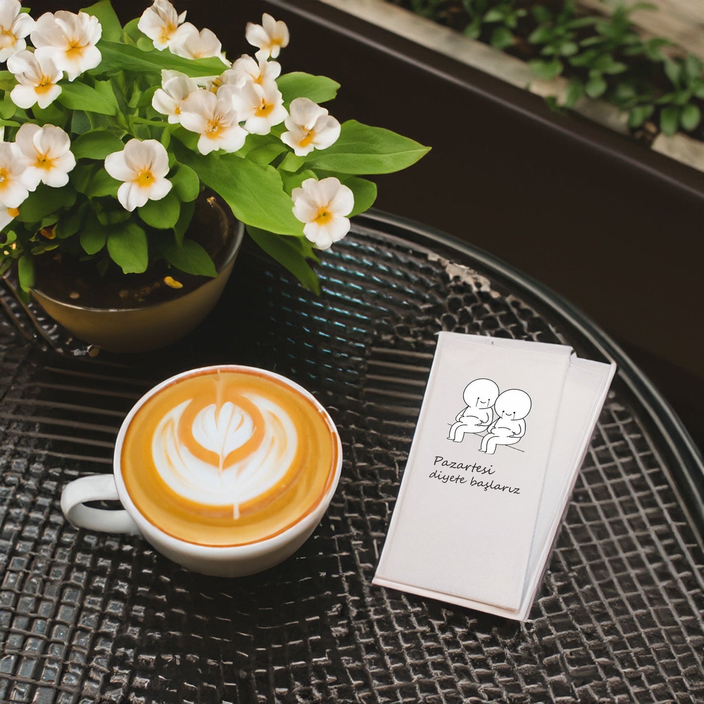 “Pazartesi Diyete Başlarız” Baskılı Peçete – 33x33cm Çift Katlı, 20’li Paket | Komik Diyet Temalı Tasarım