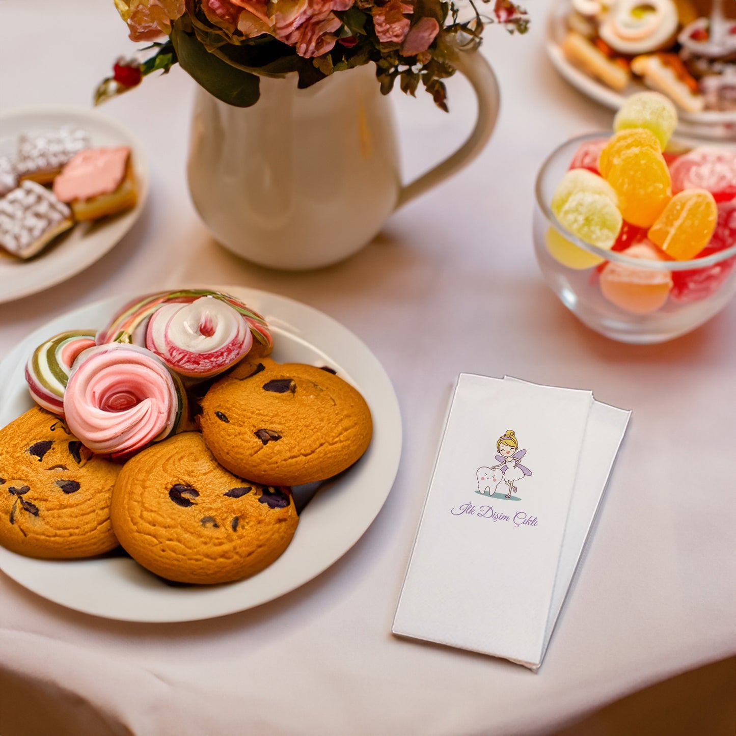 Diş Perisi Temalı Baskılı Peçeteler - AyDesign.com