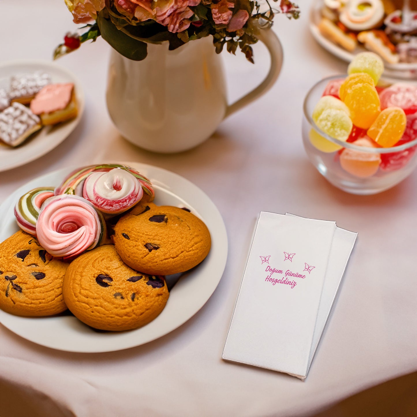 Kelebek Temalı Baskılı Peçeteler - AyDesign.com