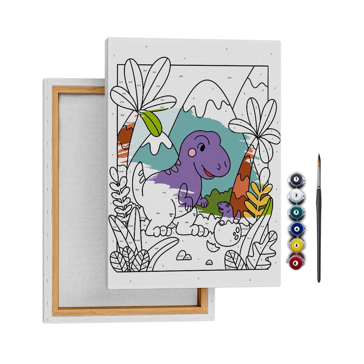 Anne Dino ve Yavru Dino - 35x50 cm- Boyama Tablo