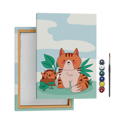 Kedi Ayma ve Dikenli Ken - 35x50cm - Boyama Tablo