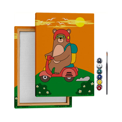 Motorcu Ayı - 35x50cm - Boyama Tablo