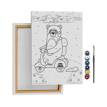Motorcu Ayı - 35x50cm - Boyama Tablo