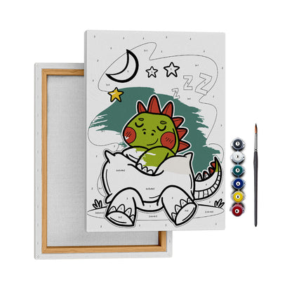 Uykucu Dino - 35x50cm - Boyama Tablo