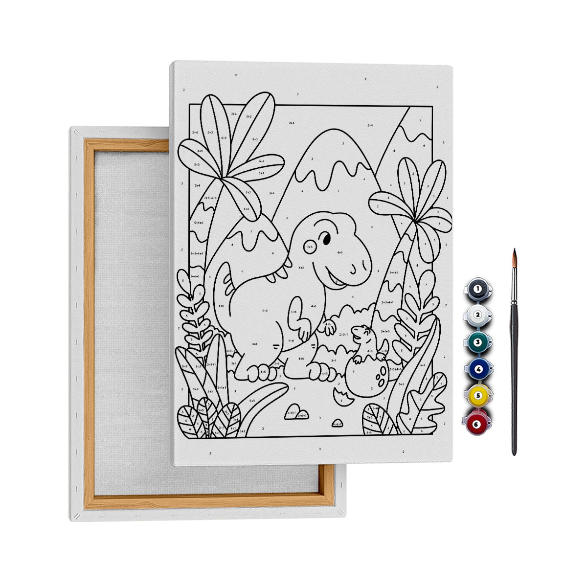 Anne Dino ve Yavru Dino - 25x35cm - Boyama Tablo