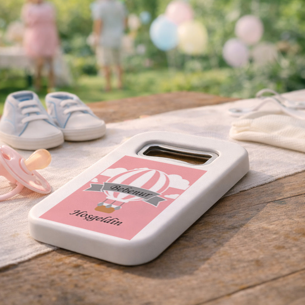 Pembe Balon Temalı Hoş Geldin Bebek Magnet Açacak | İsimli Kız Bebek Hediyelik