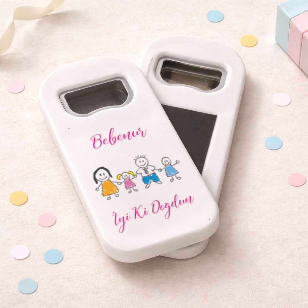 Kişiye Özel Aile Çizimli Magnet Açacak | İyi Ki Doğdun Hediyelik