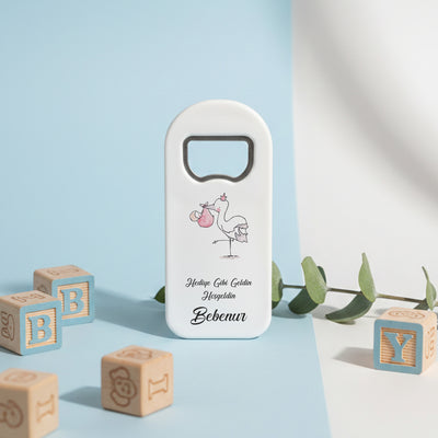 Leylek Temalı Açacak Magnet – Kişiye Özel İsimli Hoşgeldin Bebek Hediyelik