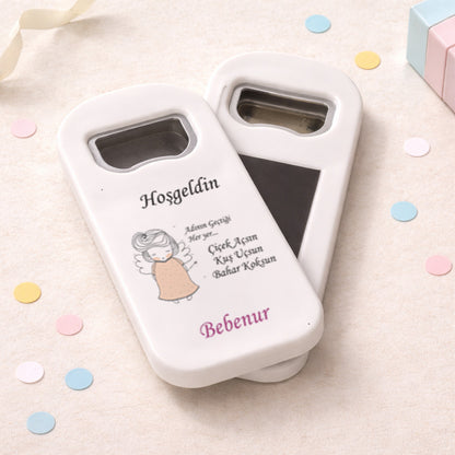Minimal Melek Temalı Açacak Magnet – Kişiye Özel İsimli Hoşgeldin Bebek Hediyelik
