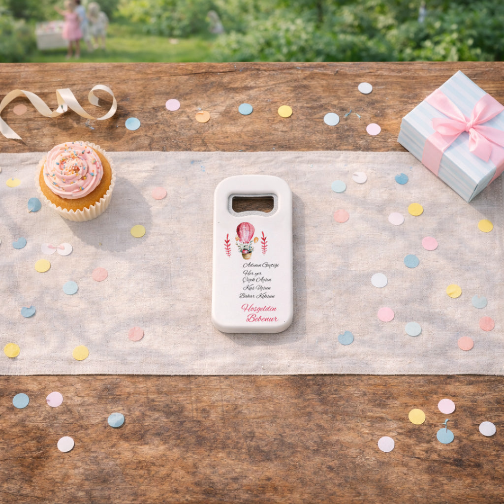 Kişiye Özel Balon Temalı Bebek Açacak Magnet | Duygusal Yazılı Doğum Günü Hediyelik