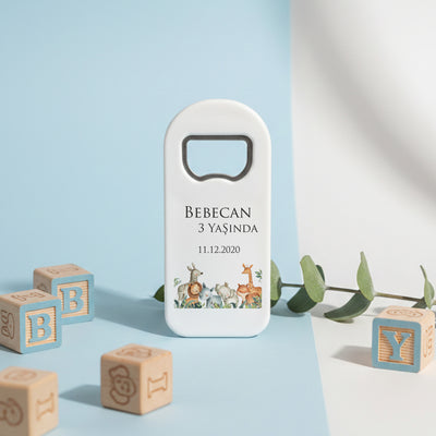 Kişiye Özel Safari Temalı Bebek Açacak Magnet | Minimal Doğum Günü Hediyelik