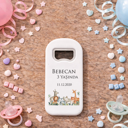Kişiye Özel Safari Temalı Bebek Açacak Magnet | Minimal Doğum Günü Hediyelik
