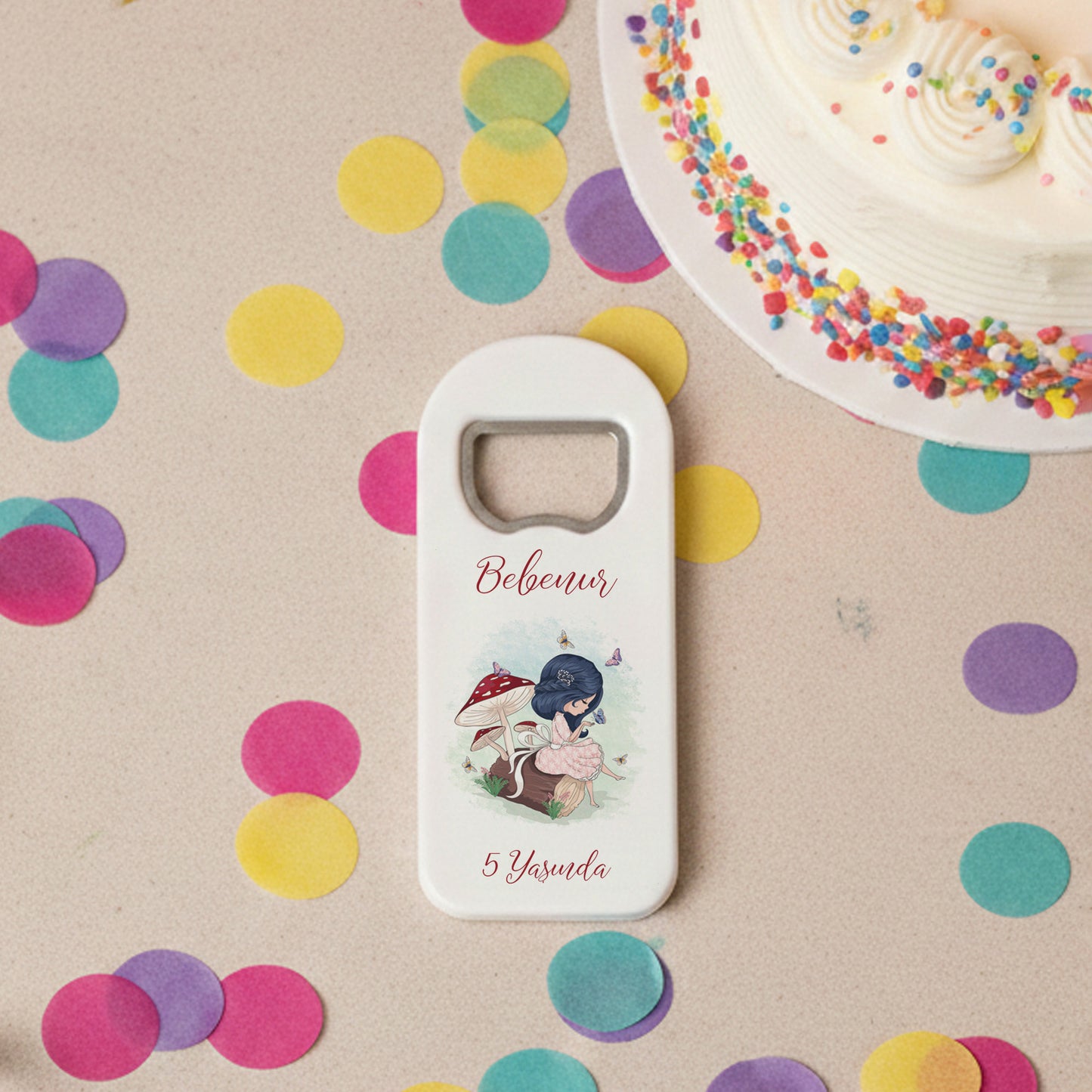 Kişiye Özel Peri Masalı Temalı Bebek Açacak Magnet | Kız Çocuk Doğum Günü Hediyelik