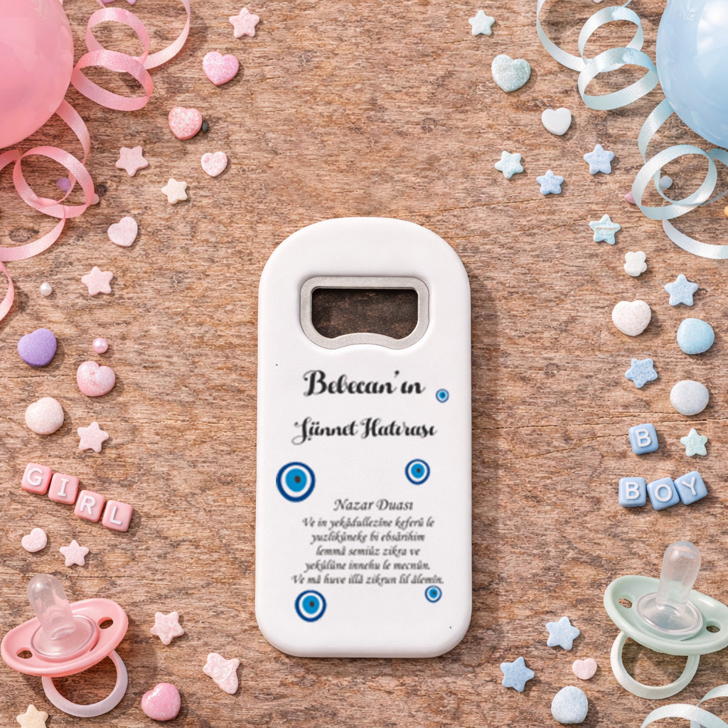 Kişiye Özel Nazar Boncuklu Sünnet Açacak Magnet | Sade Sünnet Mevlidi Hediyelik