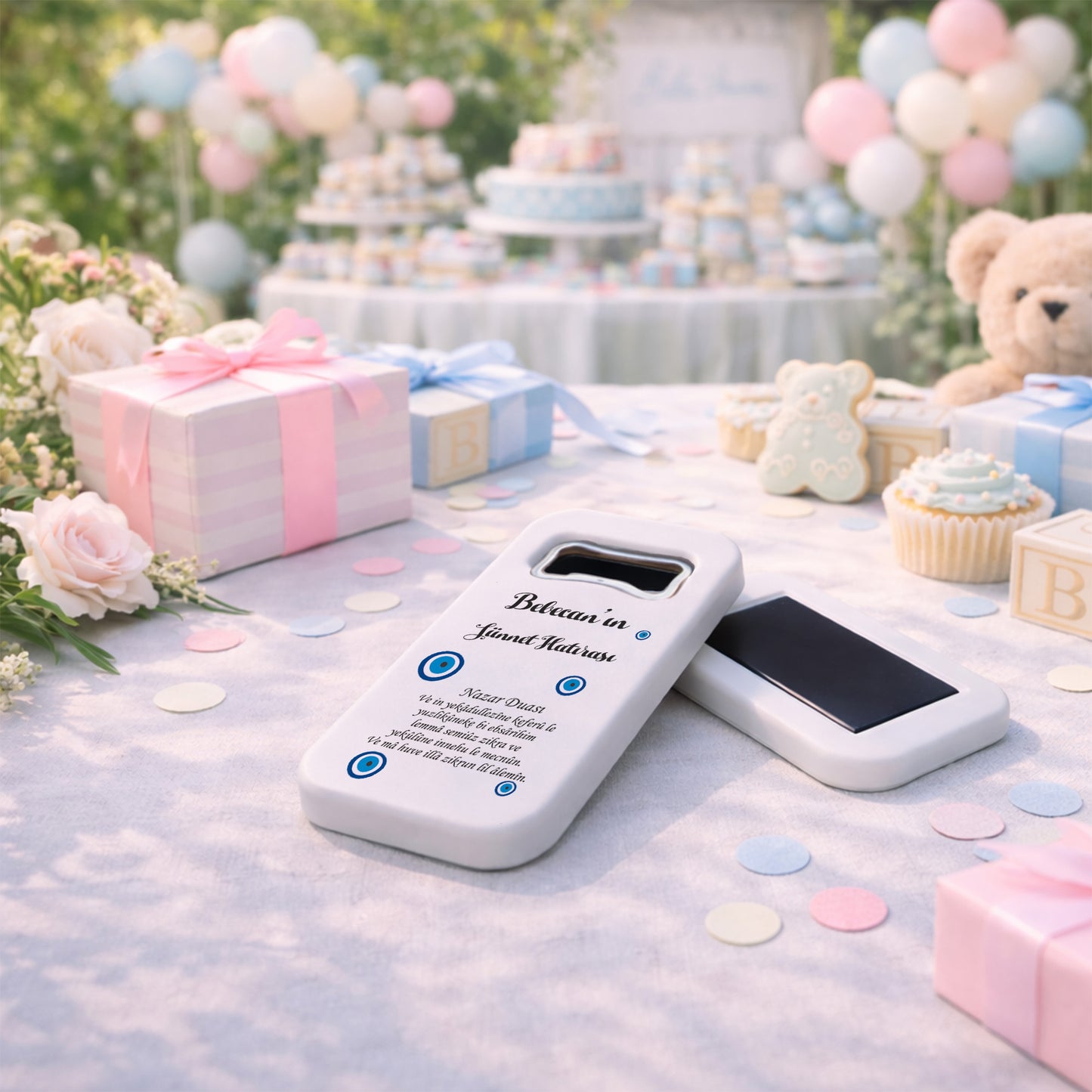 Kişiye Özel Nazar Boncuklu Sünnet Açacak Magnet | Sade Sünnet Mevlidi Hediyelik