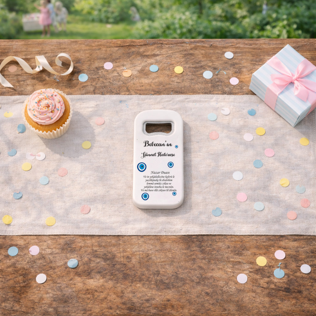 Kişiye Özel Nazar Boncuklu Sünnet Açacak Magnet | Sade Sünnet Mevlidi Hediyelik