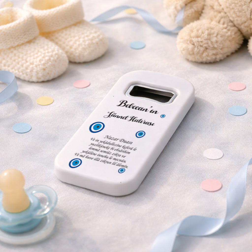 Kişiye Özel Nazar Boncuklu Sünnet Açacak Magnet | Sade Sünnet Mevlidi Hediyelik