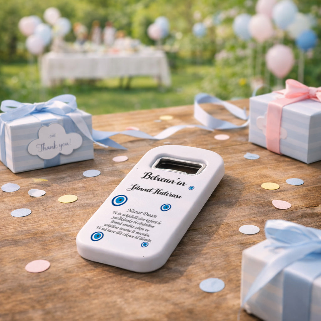 Kişiye Özel Nazar Boncuklu Sünnet Açacak Magnet | Sade Sünnet Mevlidi Hediyelik